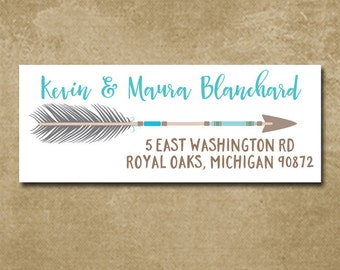 Personalized Address Labels, Custom Return Labels, Mailing Stickers, Tribal Arrow Stickers, Arrow Address Labels