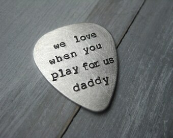 Sterling Silver Personalized Guitar Pick Custom Guitar Pick Father's Day Gift Dad Gift New Dad Gift Guitar Pick Hand Stamped