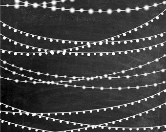 String Lights Clipart - Fairy Lights Clipart - Party Lights Clipart - Rustic Clipart - Clip Art - String Art - PNG - Instant Download