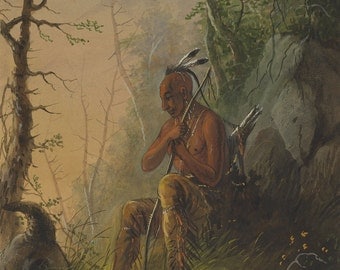 Alfred Jacob Miller: Sioux Indian at a Grave. Fine Art Print/Poster. (003856)