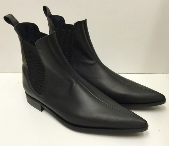 Chelsea Winklepicker Boots in Black Leather by TheGothicShoeCo