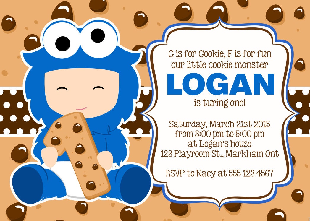 Cookie Monster Invitation Cookie Monster birthday Party