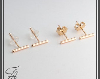 Tiny Bars 8.5mm T - bar Stud Earrings,Gold Bar Earrings,Bar Studs,Handmade Studs,Bar Studs,Gold Stick, Everyday Earrings,Line Earrings