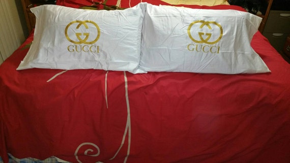 embroidered pillow cases inspired by Gucci by PollysAprons on Etsy