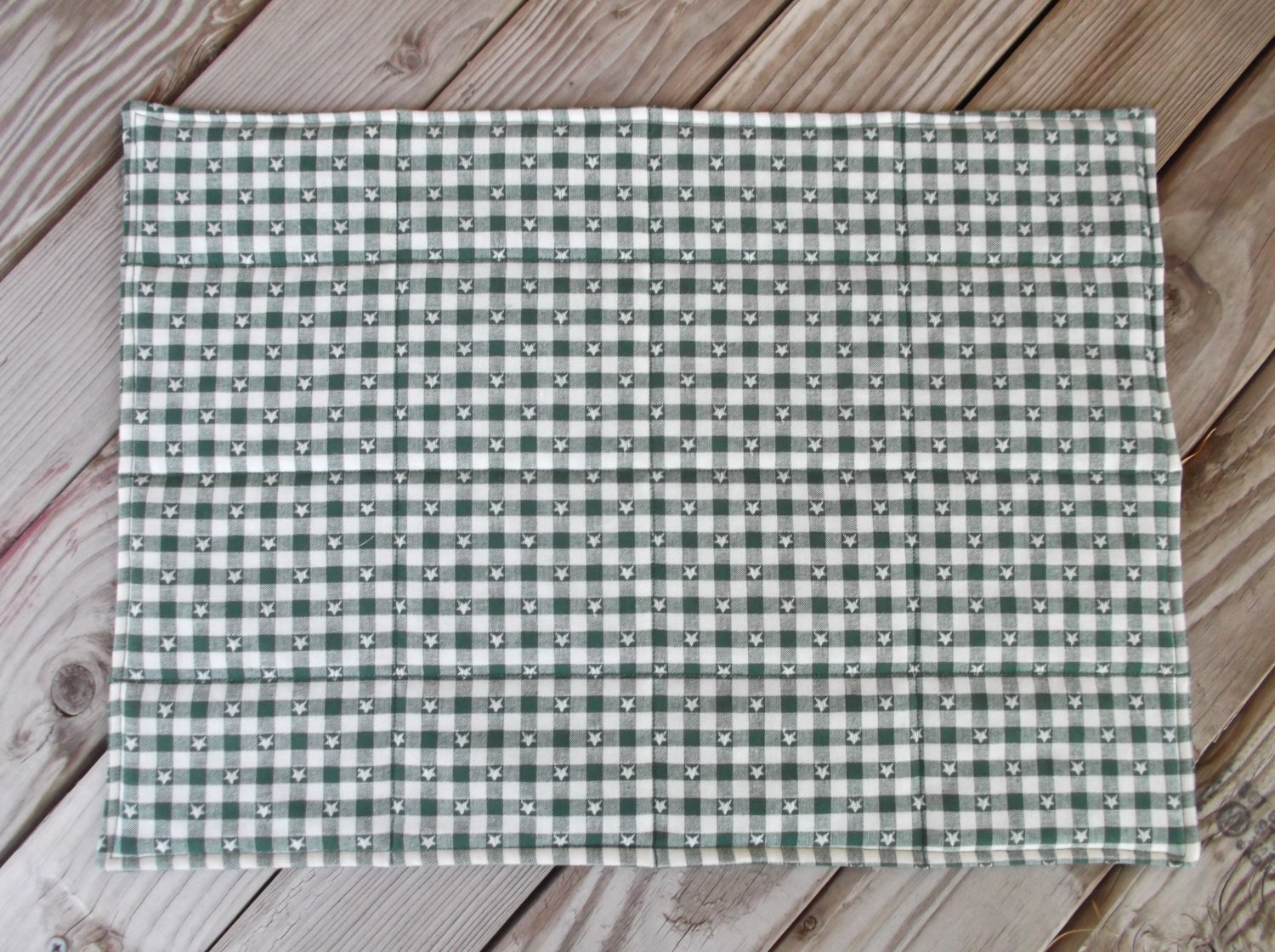 Green gingham check fabric placemats quilted placemats