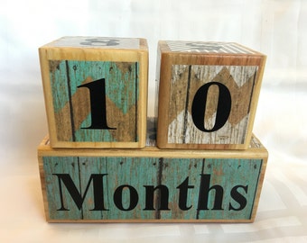 Age Blocks for Baby and Pregnancy: Maternity Photo Prop - Wooden Age Blocks - Baby Age Blocks - Baby Photo Prop