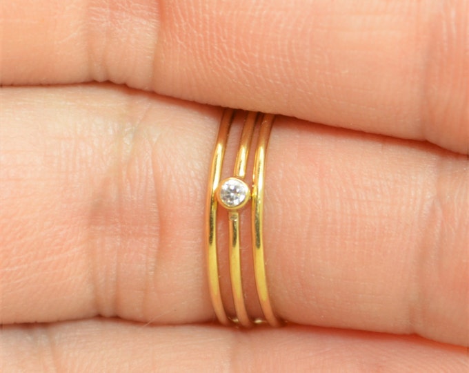 Tiny CZ Diamond Ring, Gold Filled Diamond Stacking Ring, Gold Filled Diamond Ring, Diamond Mothers Ring, April Birthstone, Diamond Ring