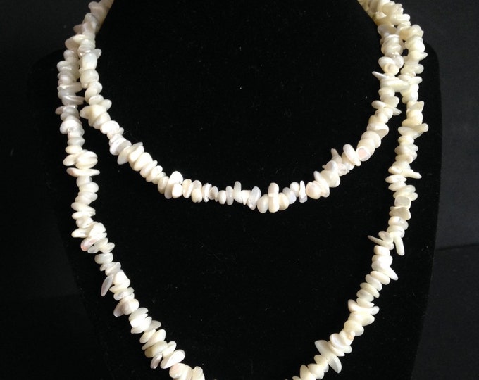 Storewide 25% Off SALE Vintage Cream Polished Ocean Coral Rock Handcrafted Infinity Necklace Featuring Intricate Layered Design