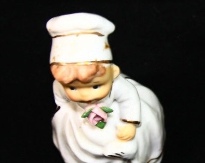 Storewide 25% Off SALE Vintage Hand Painted Original Chase Porcelain Chef Bell Featuring Elegant Detail With Founders Label