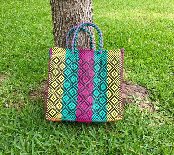 Mexico Handwoven plastic bag Beach bag summer bag by