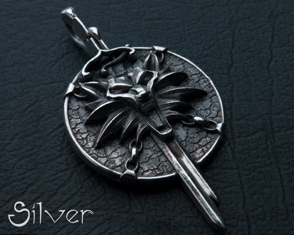 Witcher inspired pendant Sterling Silver Handmade Item