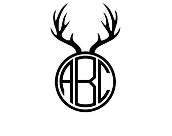 Antler Monogram SVG, Reindeer SVG, Files for Cricut Design Space, Silhouette Studio, Die Cut Machines, Instant Download of svg, dxf, & jpg