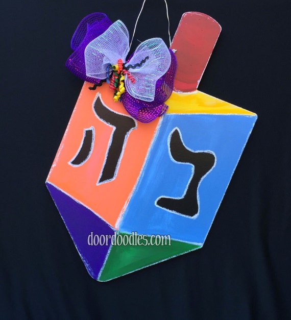 Dreidel hanukkah jewish door hanger HUGE jumbo by DoorDoodlesDecor