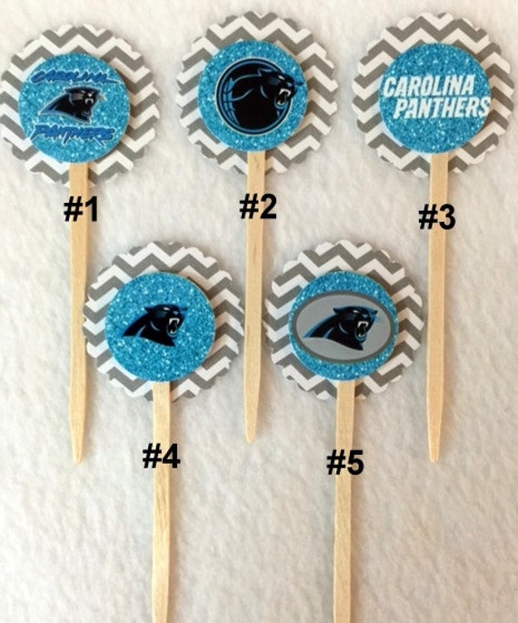 Set Of 12 Carolina Panthers Cupcake by ForeverRememberCraft