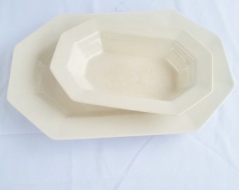 White Ironstone Platters, Set of Creamy White Ironstone Platters, Japan Ironstone