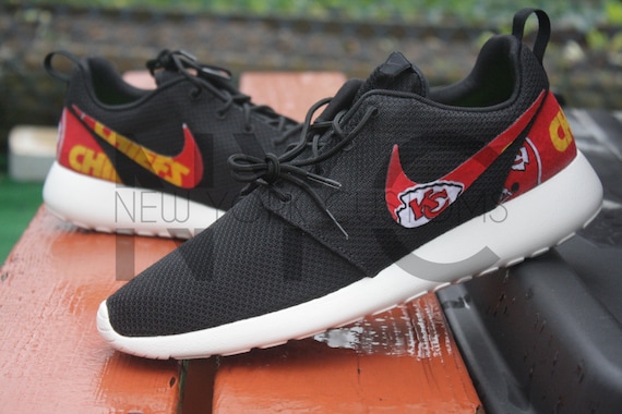 Kansas City Chiefs Nike Roshe Run Black White Custom Men