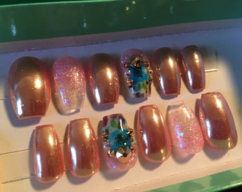Unique rose gold nails related items | Etsy