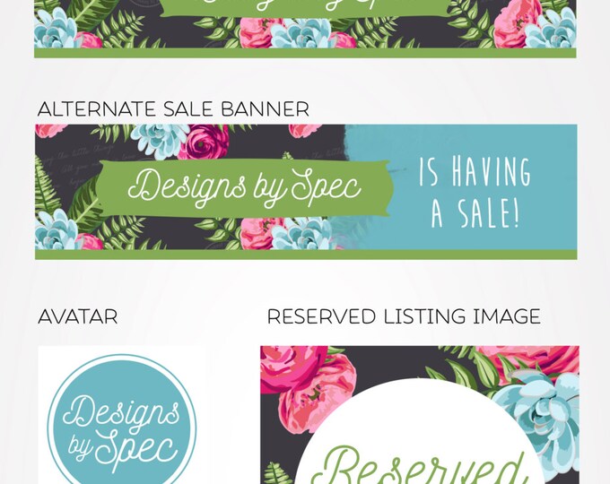 NEW Flower Etsy Shop Branding Set --- Etsy Shop Branding, Small Business, Etsy Banner and Graphics