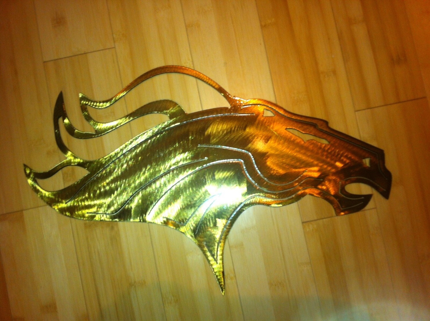 Denver broncos metal art Gold Edition by MetalArtDesignz on Etsy