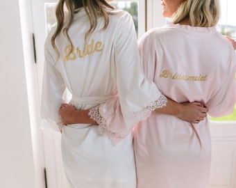 Lace Bridal Robe // Bridesmaid Robes // Robe // Bridal Robe // Bride Robe // Bridal Party Robes // Bridesmaid Gifts // Satin Robe