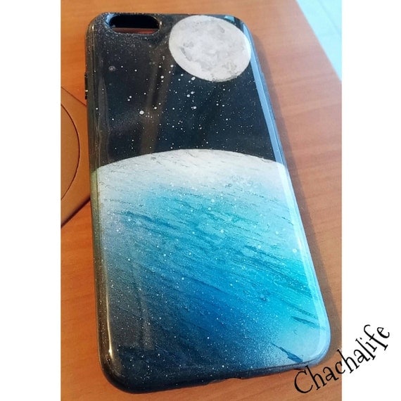 Hand Painted Space Phone Case Sprayed Paint by ChaChaLifeCraft
