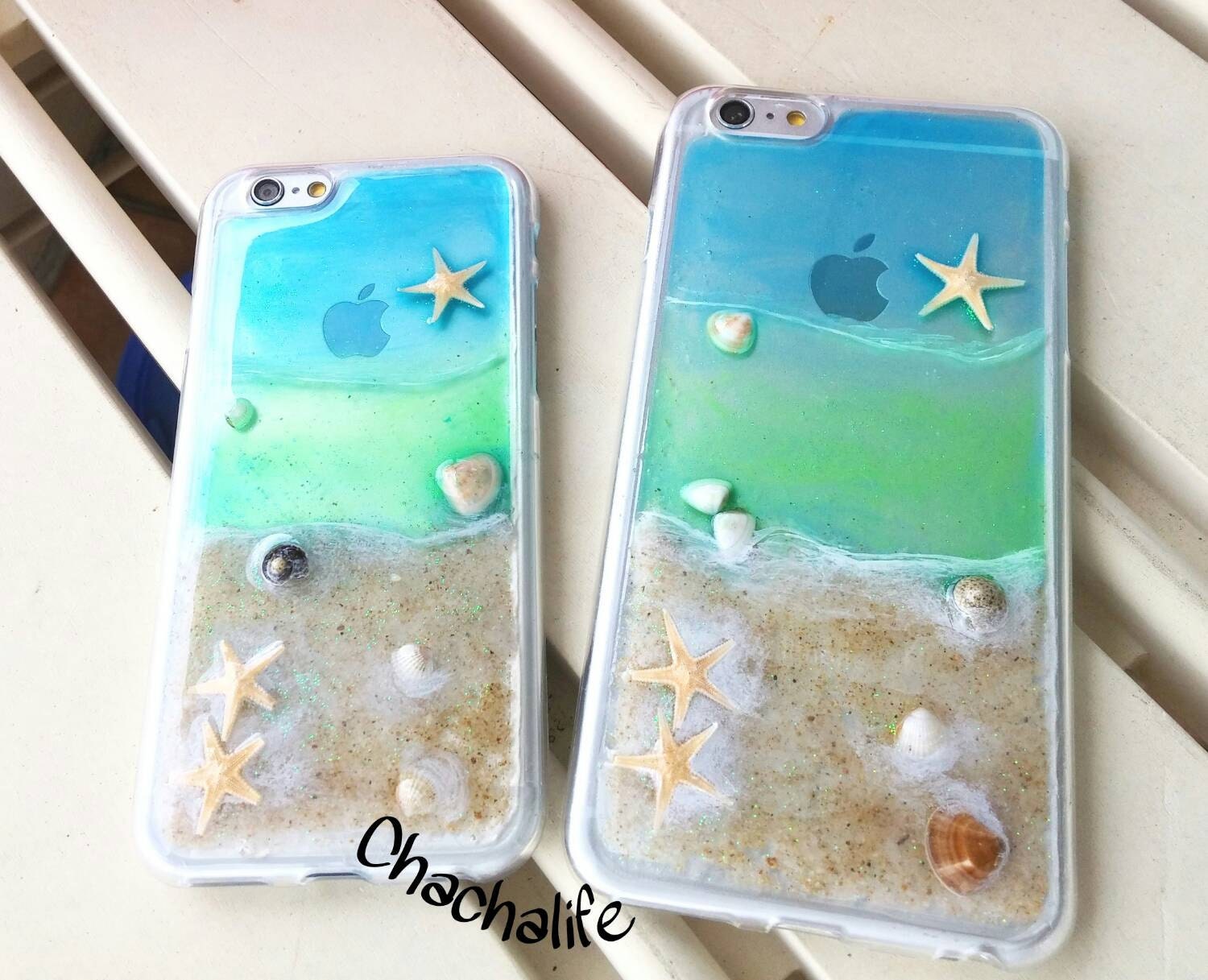Hand Painted Beach Phone Case Natural Sea Shell by ChaChaLifeCraft