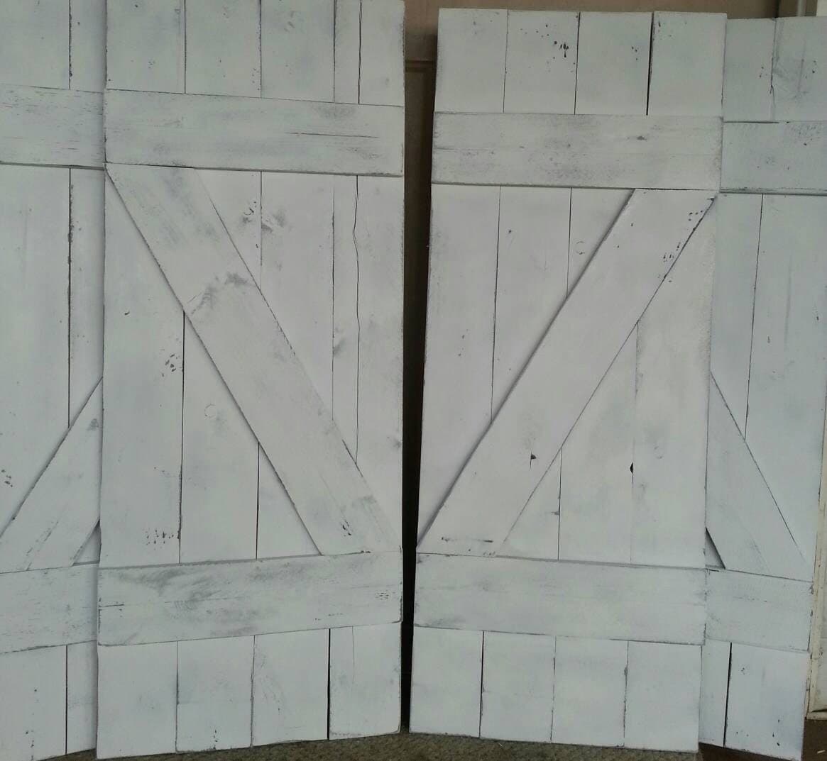 Z Bar Rustic Wooden Shutters 36 Set of 2 Interior