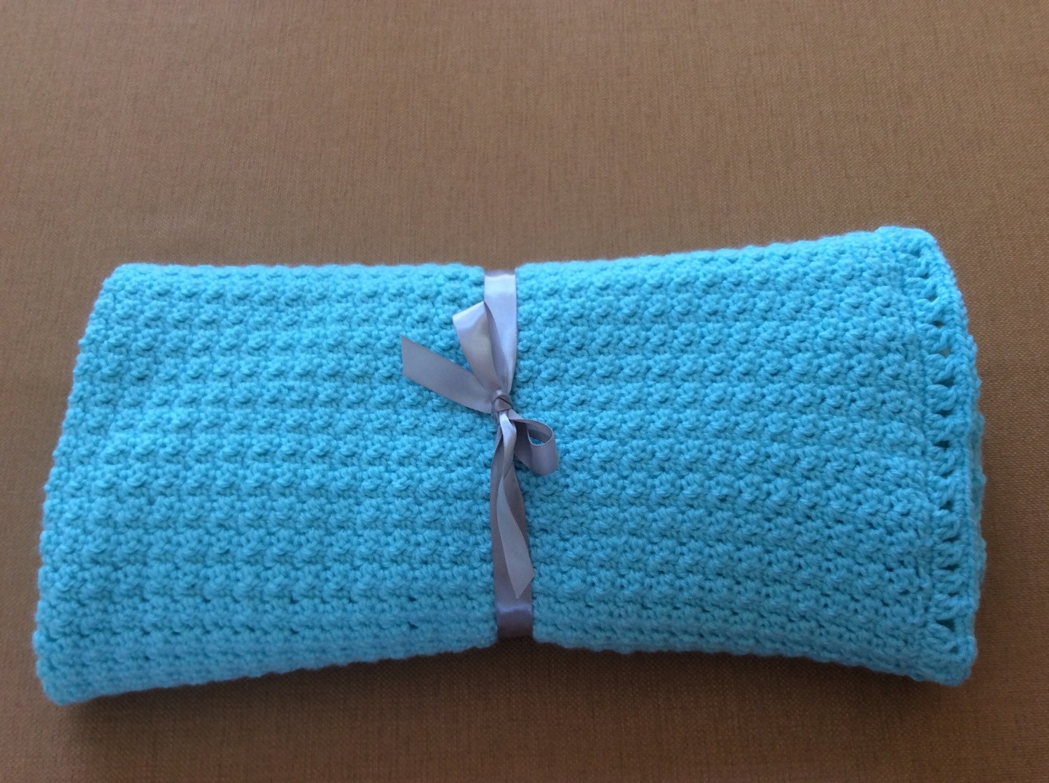 Aqua baby blanket crocheted with love using by AnnieMsCloset