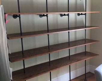 The Hemingway Wall Mount Bookcase Reclaimed Wood Bookshelf Pipe Wall Bookshelf Pipe Shelf