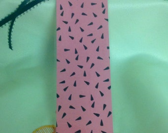 Pink and Black Bookmark , Black Ribbon , Laminated , Books , Page keeper , Reading , Waterproof