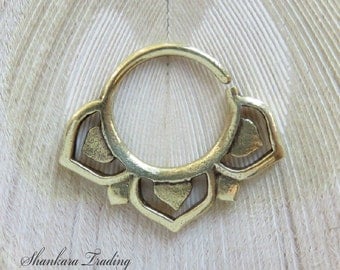Septum Ring for Pierced Nose, Lotus Septum Ring, Septums, Tribal Septum Ring, Indian Nose Ring, Nose Jewelry, Ethnic Septum Ring