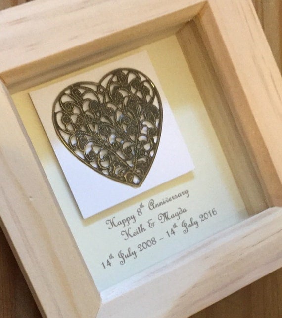 8th Bronze wedding  anniversary  gift  framed 8th anniversary 