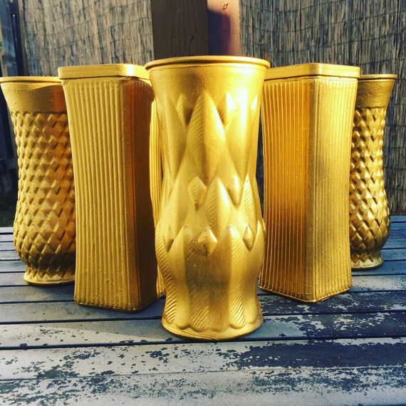 Gold Vases by YeahhNope on Etsy