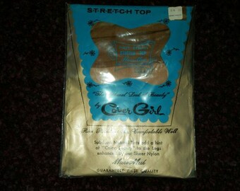 Vintage 60s Cover Girl Pantyhose Run Resistant Toe Nylon sheer Comfortable Welt Natural Tint Micro Mesh 15 Denier Stretch Top First Quality