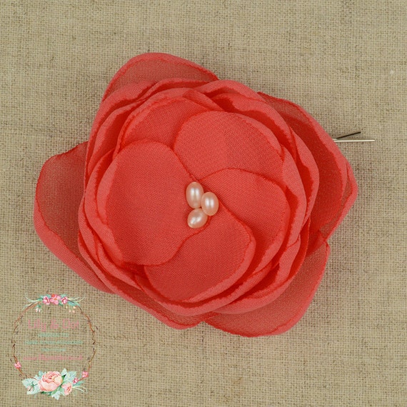 Coral Hair Flower Coral Wedding Coral Bridesmaids by Lillyanddot