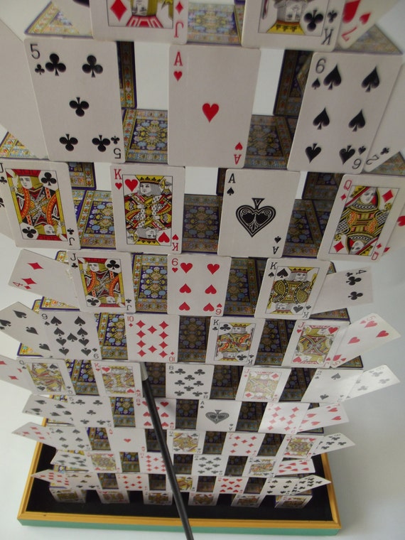 magicians card trick card deck tower card pyramid playing