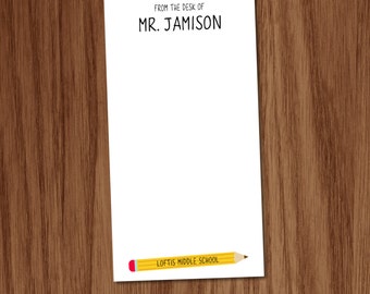 Personalized Teacher Notepad Gifts - Back to School Pencil Note Pad - Male Teacher Appreciation Gifts