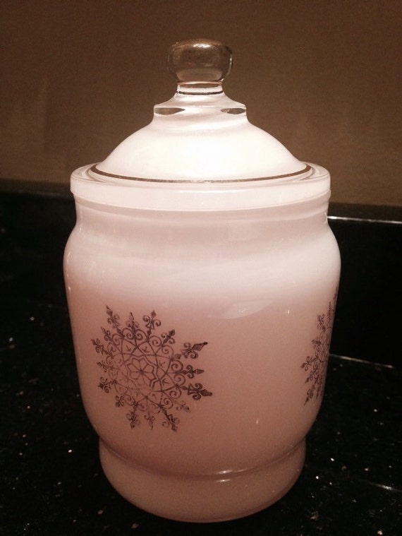 Vintage Pink Glass Apothecary Jar with Gold Trim Frosted