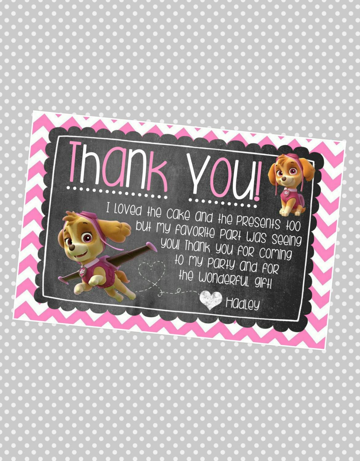 Paw Patrol Skye Thank You Paw Patrol Thank You Note DIY