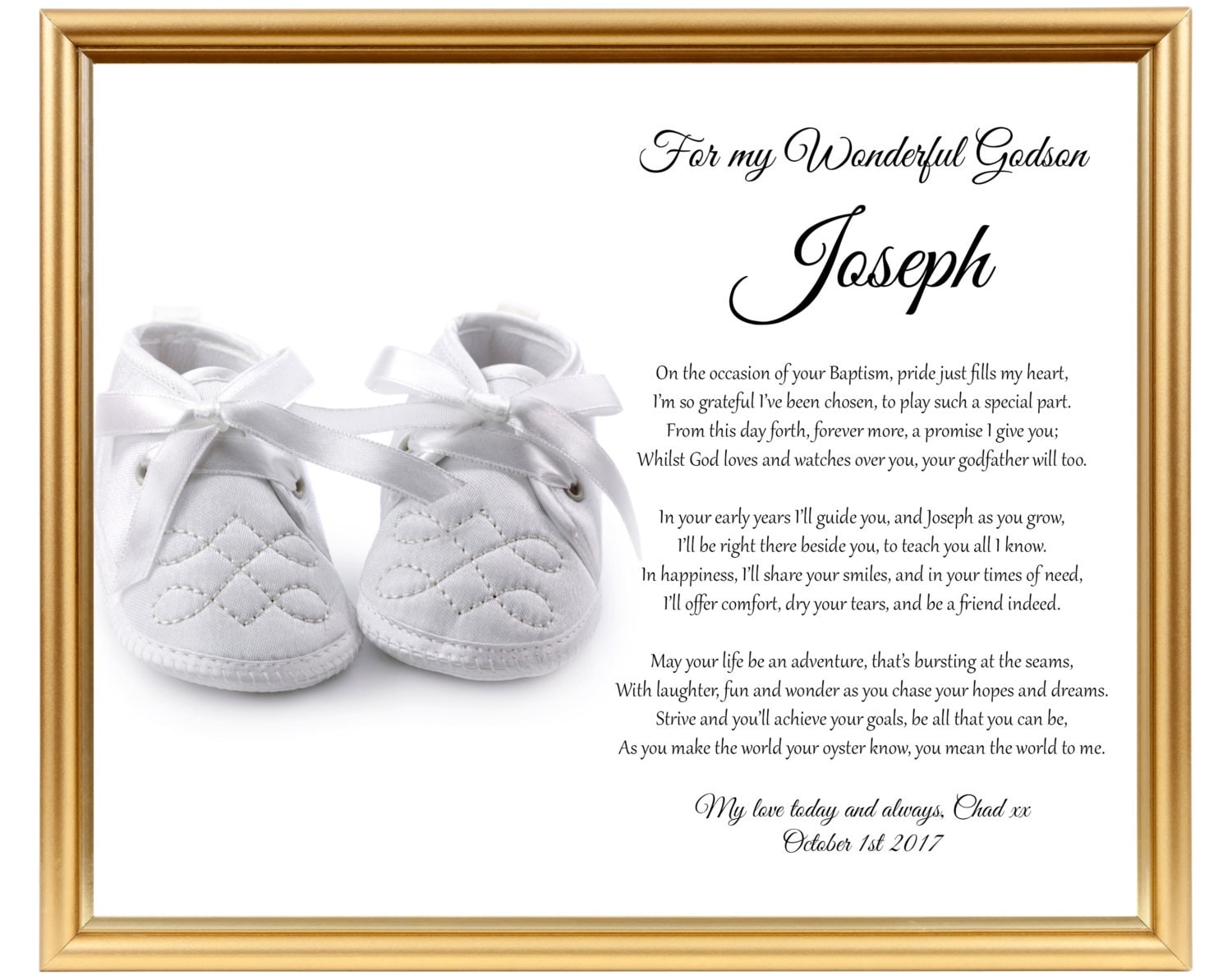 Godparents to Godchild gift poem Godson gift Personalized