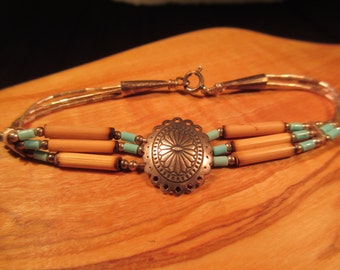 Tribal Sterling Silver Turquoise Bracelet