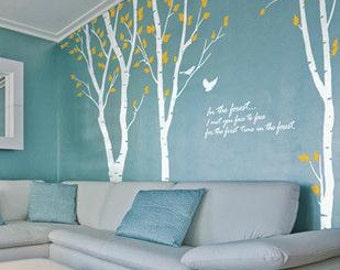 Super big birches&birds wall decals large tree wall stickers vinyl glass decals Removable decorative wall stickers TV setting decals