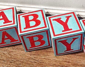 Alphabet Blocks - Baby Shower Centerpiece - Nursery Blocks - Baby Blocks - Block Letters - 3D Block