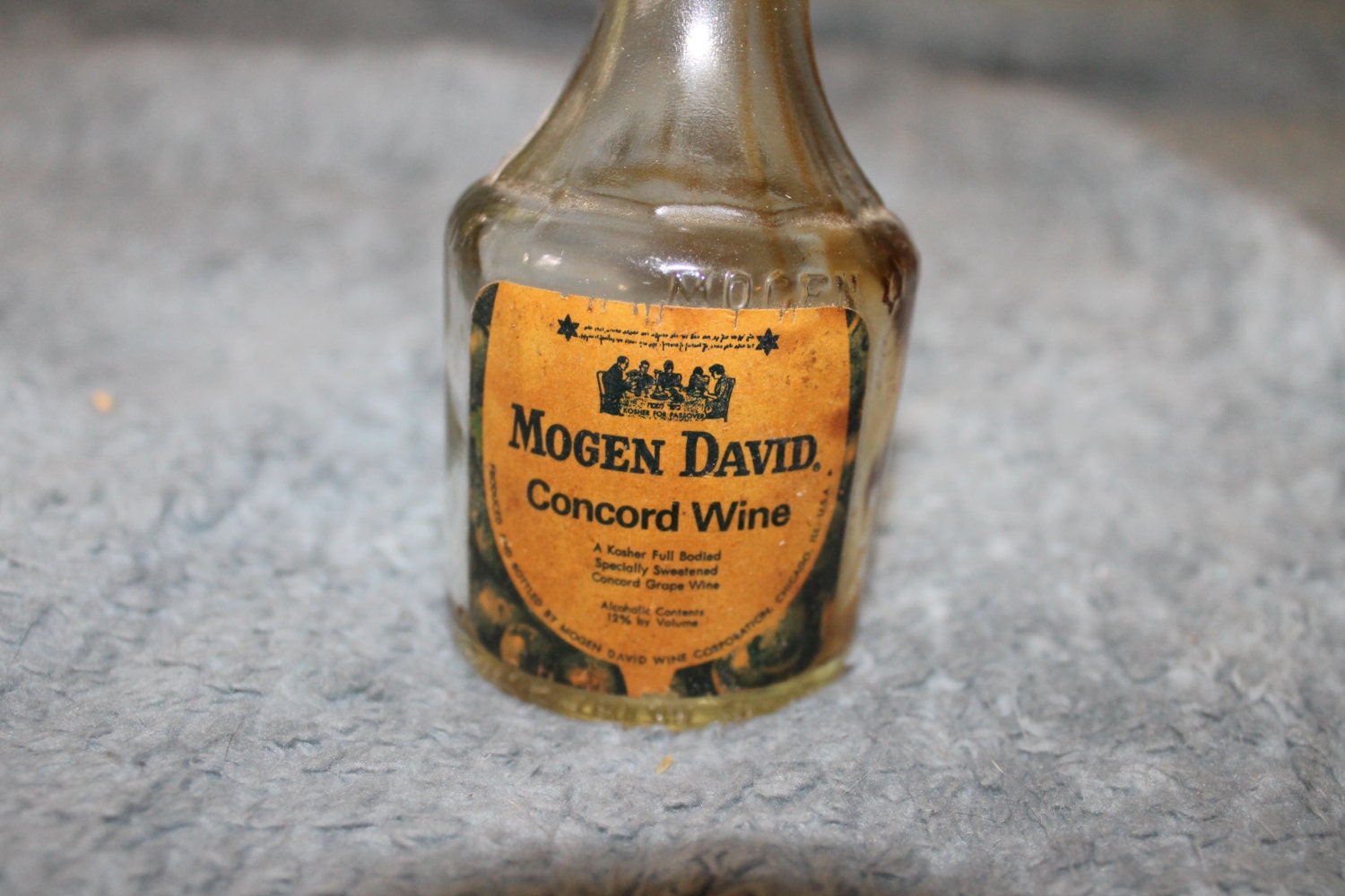 Vintage Small Wine Bottle Mogen David Distributor and Maker