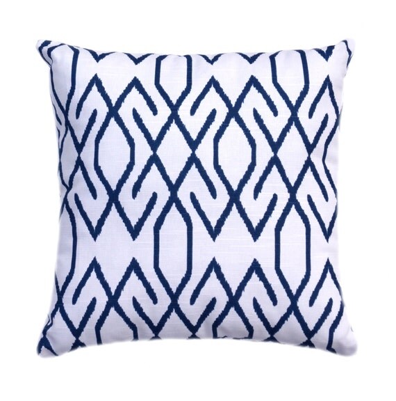 Navy Geometric Pillow Cover Navy and Ivory Double Sided
