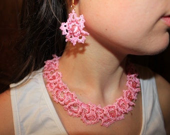 Blush pink pink jewelry bridesmaid necklacenecklace for her lace choker pink bride lace necklace beaded lace romantic necklace chunky