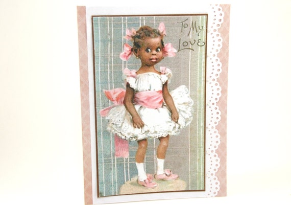 Items Similar To Pink Valentines Day Card - Vintage Valentine - Pink ...