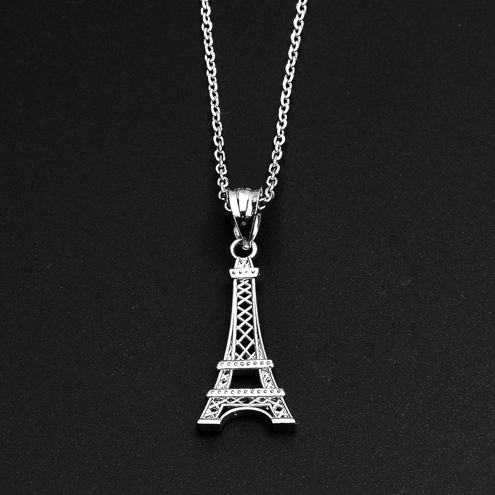 sterling silver eiffel tower necklace - eiffel tower necklace charm