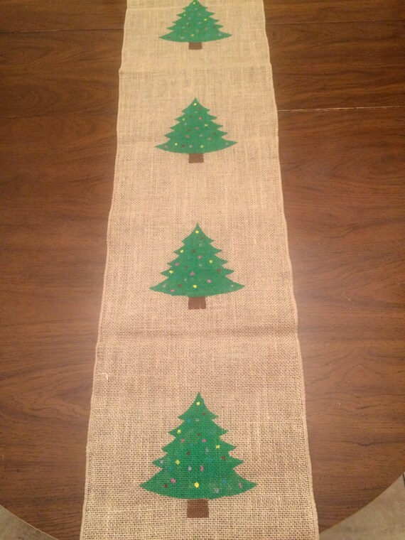 Christmas Burlap Table Runner Christmas Tree by CrazyCraftersFun