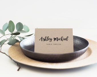 Printable place card template, Wedding place cards, Escort card, Wedding name tags, Calligraphy place cards | Edit in Word or Pages
